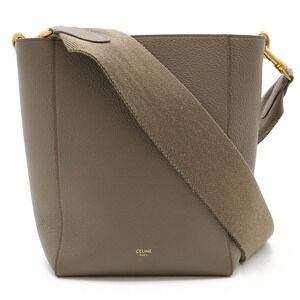 Celine Sangle Bucket Shoulder Bag leather greige gold